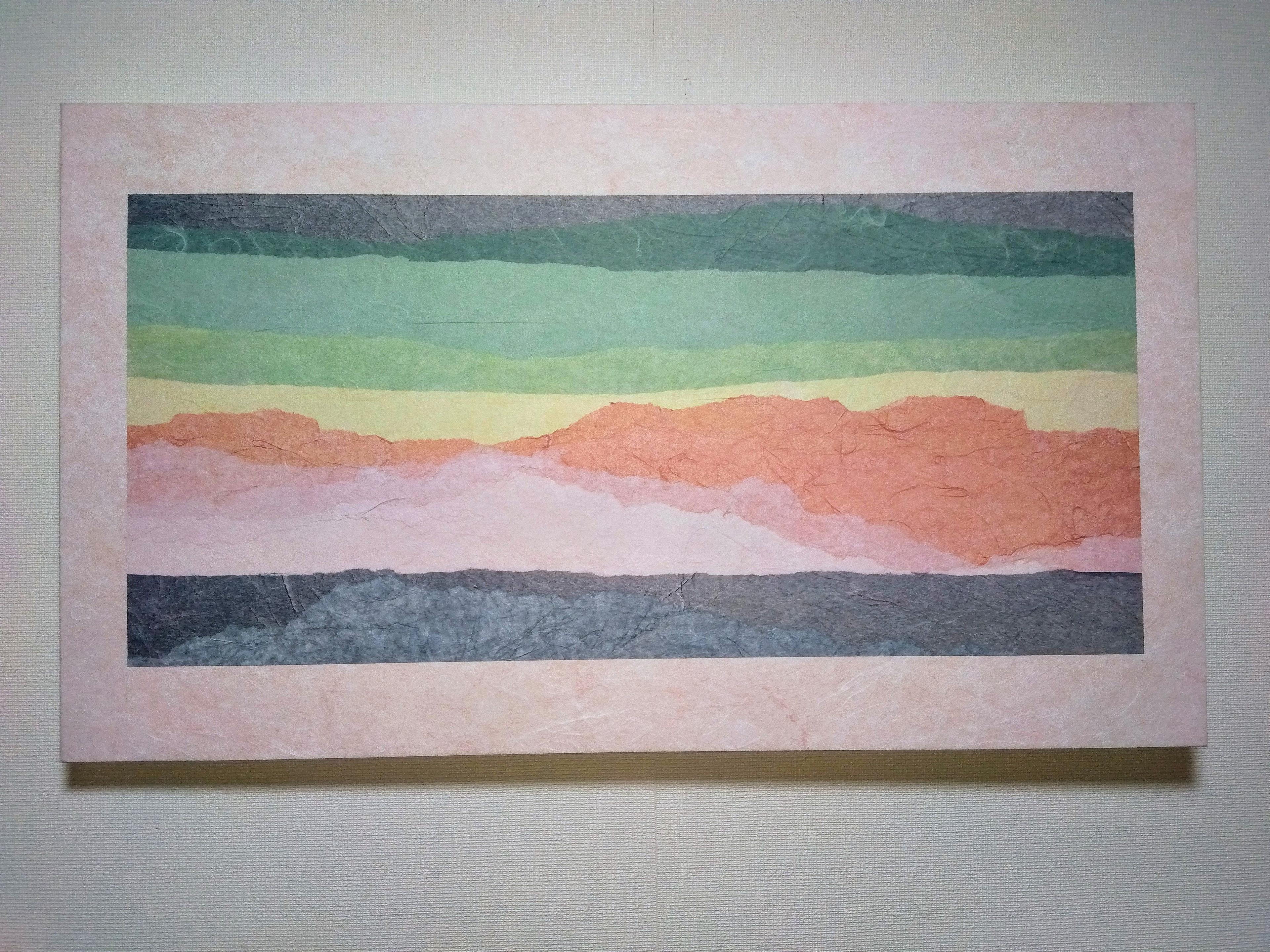 手染・創作和紙アートパネル・・・風景（ちぎり貼り）