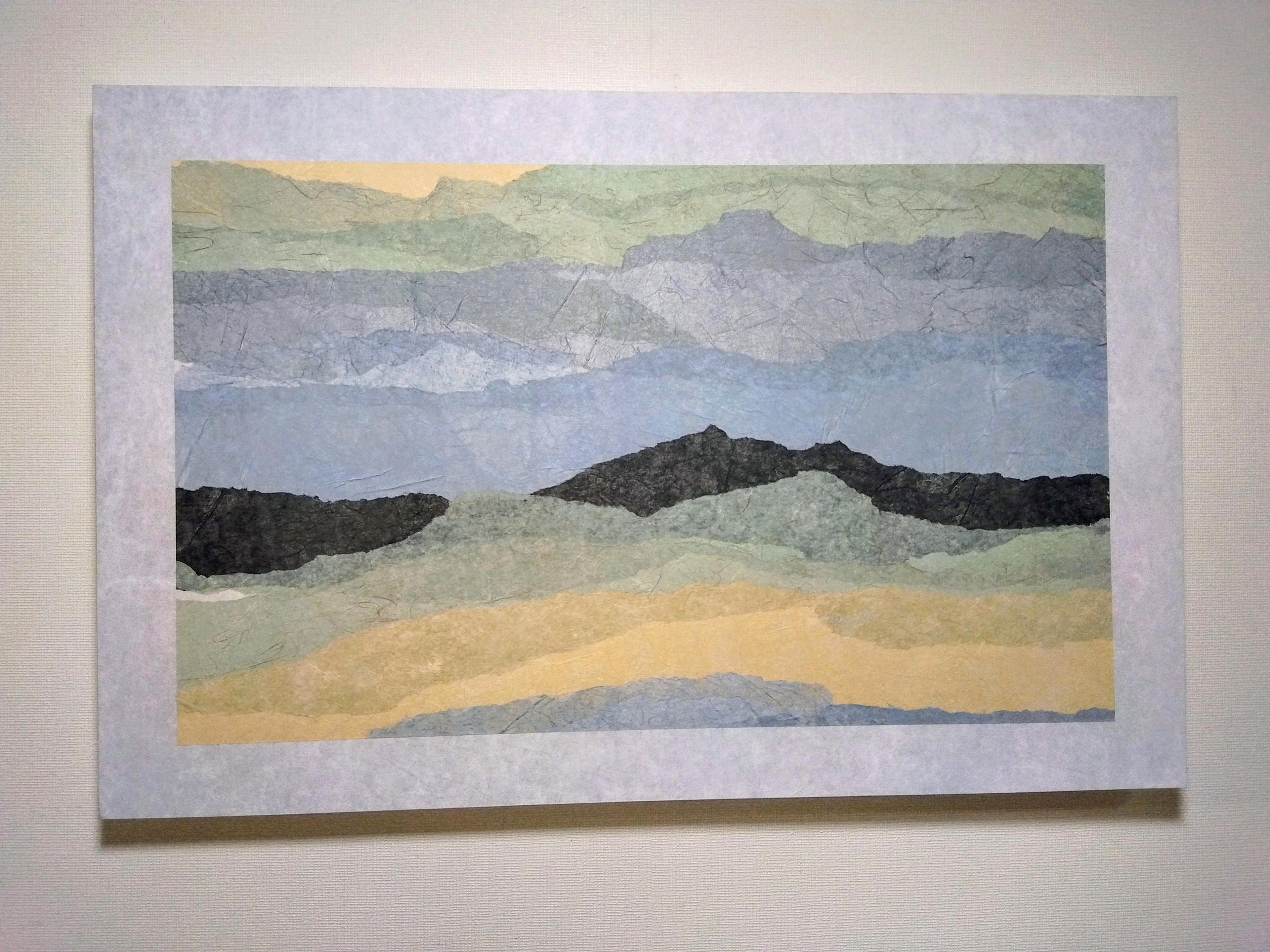 手染・創作和紙アートパネル・・・風景　２（ちぎり貼り）