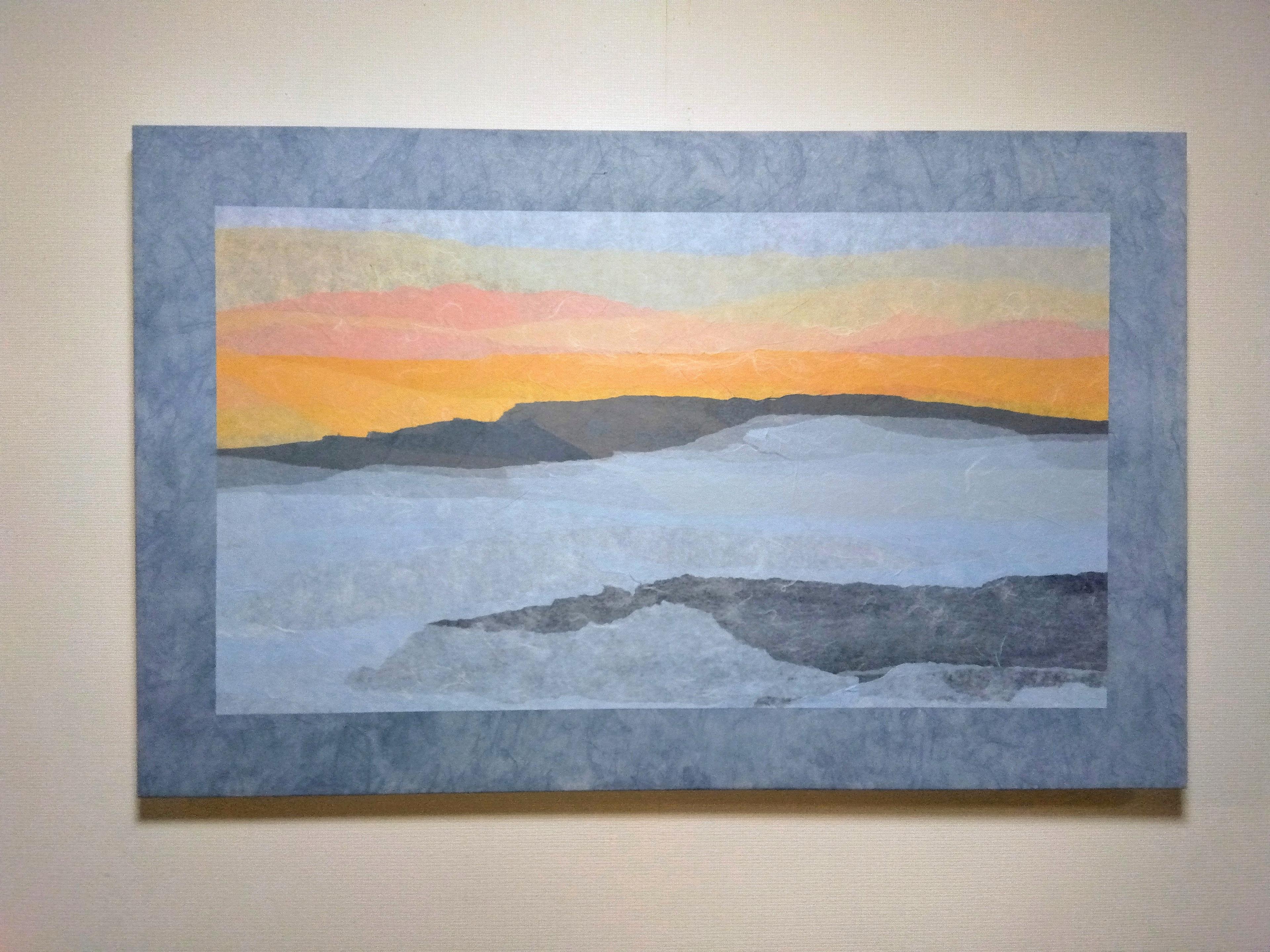 手染・創作和紙アートパネル・・・風景　３（ちぎり貼り）