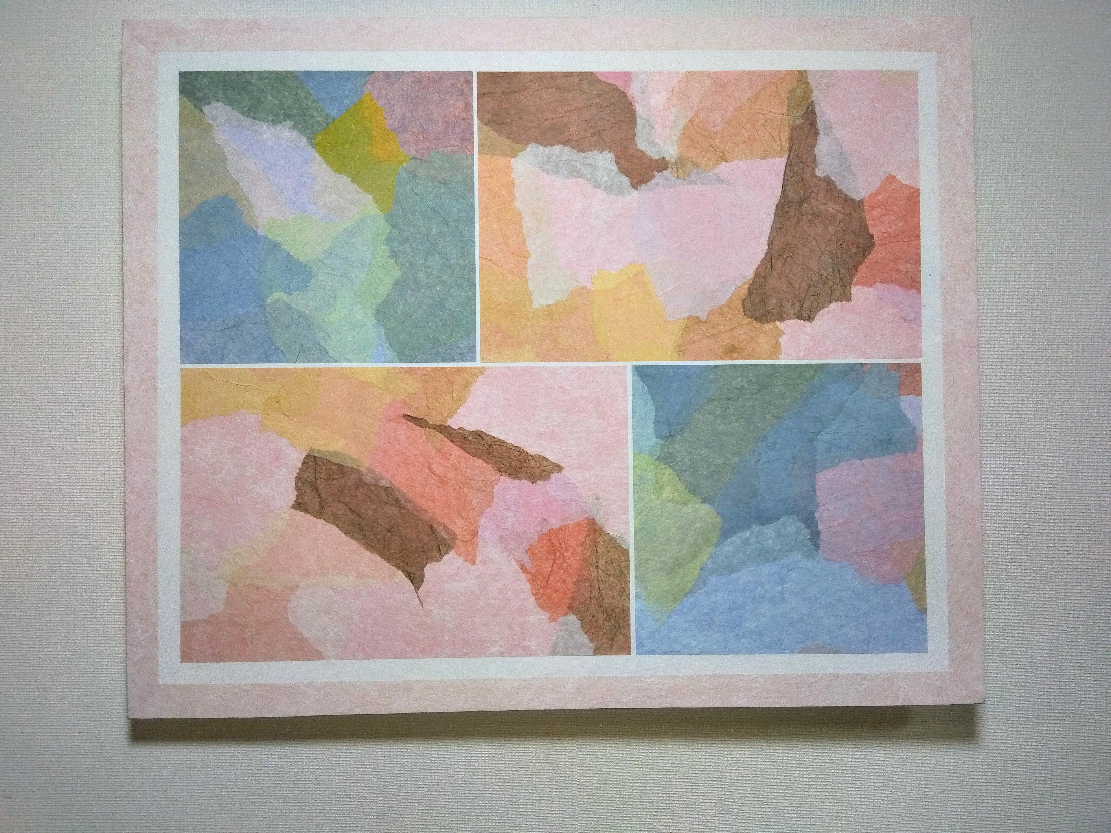 手染・創作和紙アートパネル　抽象的仕上げ